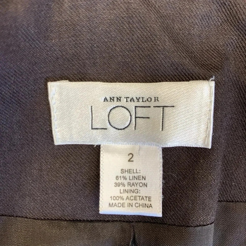 Ann Taylor Loft Linen Blend Tailored Blazer Buttoned Down Jacket Size 2 Brown - Picture 15 of 15